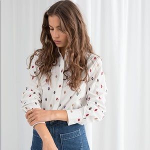 & Other Stories Southwest Diamond Embroidered Top